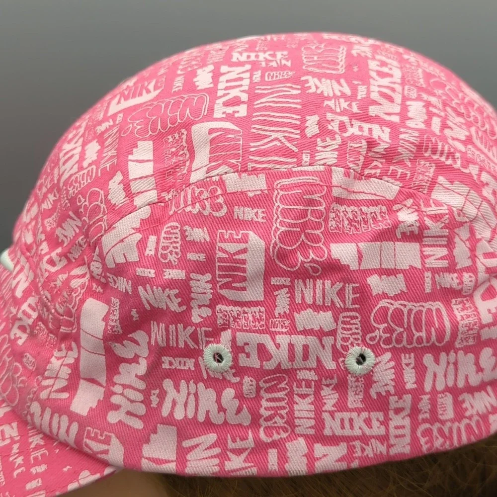 Nike Girls Adjustable Hat 5 Panel Cap Size 4-6X Pink Graphic White Swoosh